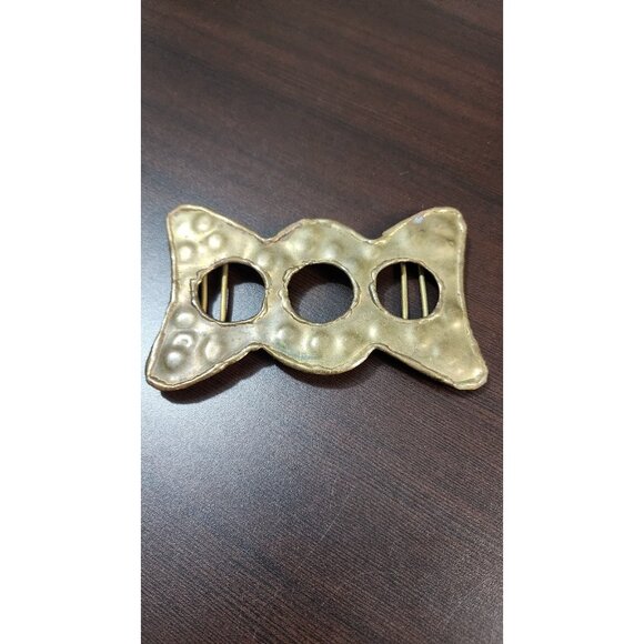 Vintage 80s Hammered Brass Slide Belt Buckle Made In India Boho Statement main image 6